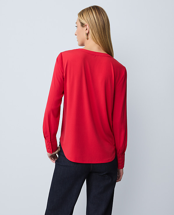 Mixed Media Pleat Front Top