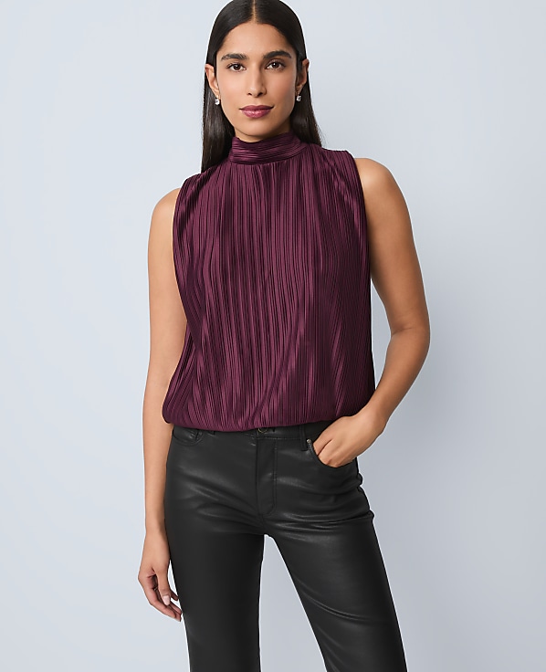 Mock Neck Bubble Hem Top