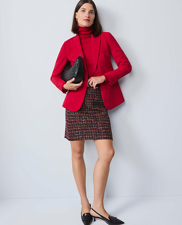 Sequin Tweed A-Line Skirt