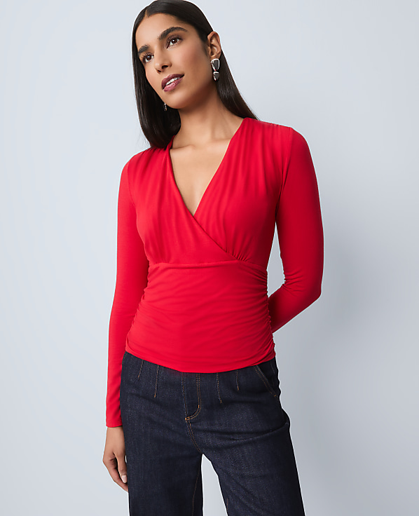Gathered V-Neck Top