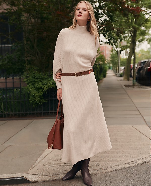 Weekend Ribbed Turtleneck Sweater Dress