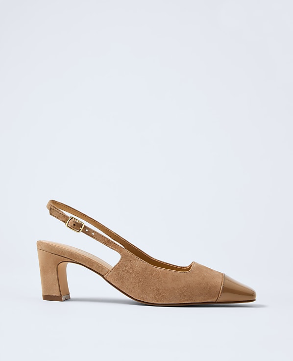 Cap Toe Suede Slingback Pump