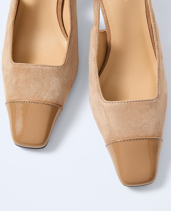 Cap Toe Suede Slingback Pump