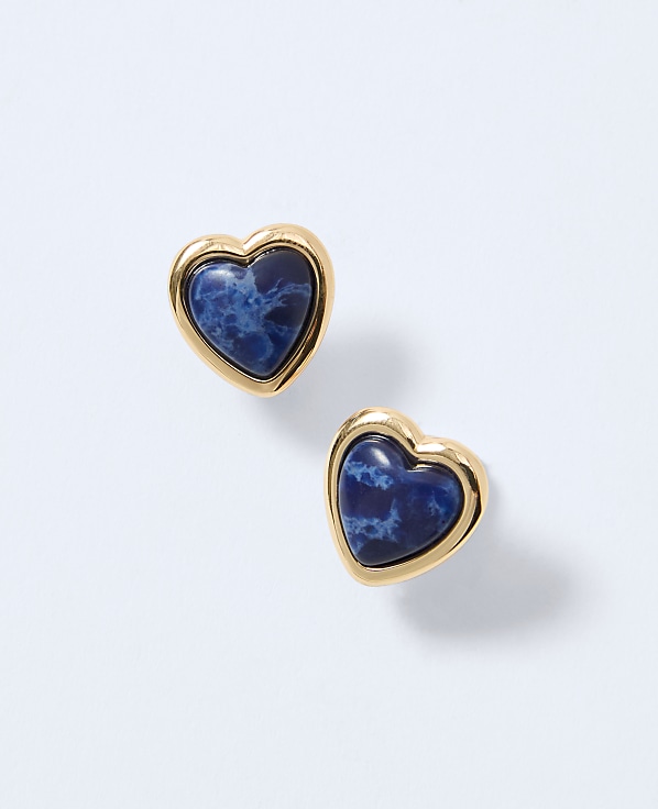 Stone Heart Stud Earrings