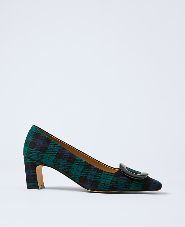Block Heel Buckle Pump