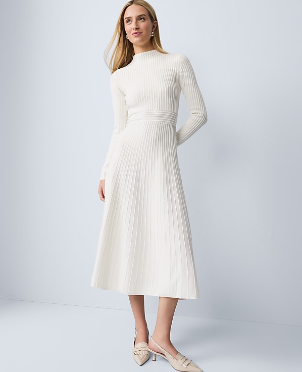 Petite Ribbed Mock Neck Sweater Dress