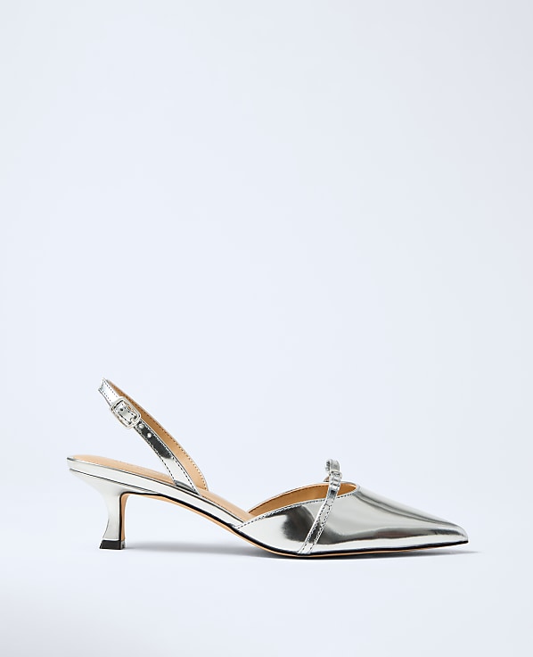 Metallic Leather Slingback Pump