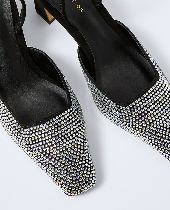Suede Embellished Slingback Pump