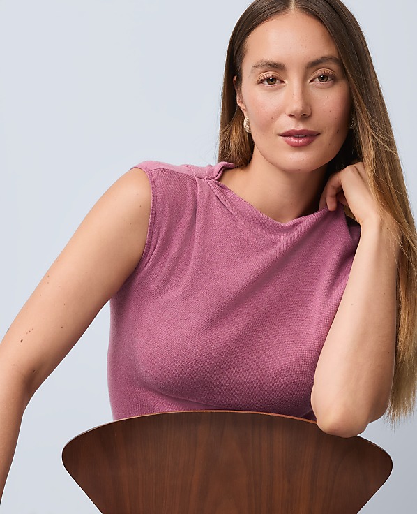 Pleated Shoulder Sweater Top