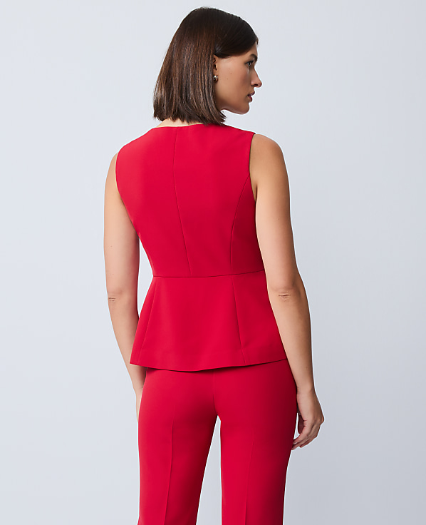 Petite Crew Neck Peplum Vest