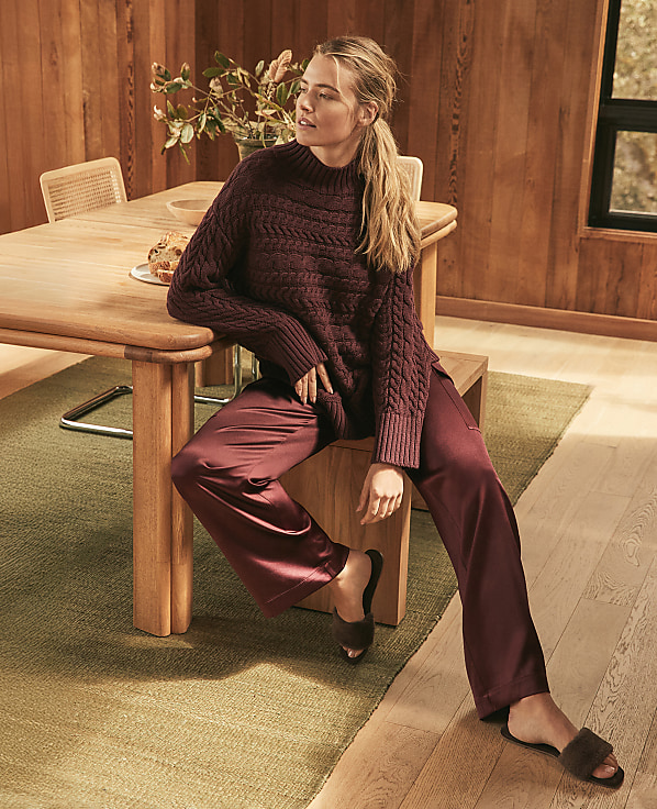 Haven Well Within Organic Cotton Horizontal Cable Funnel Neck Sweater