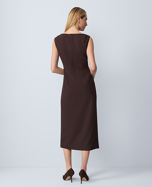 Petite Wrap Effect Sheath in Fluid Crepe
