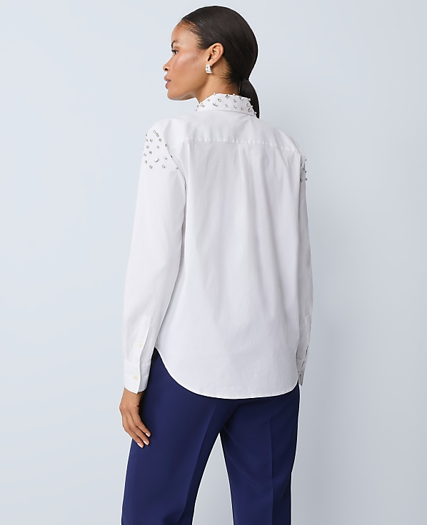 Petite Embellished Relaxed Perfect Shirt