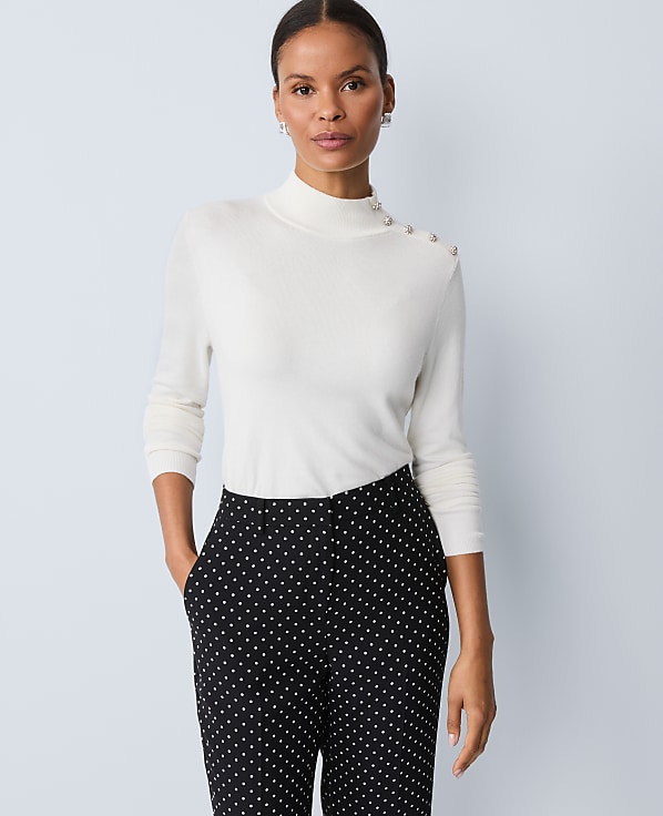 Button Turtleneck Sweater