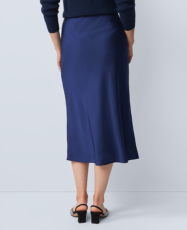 Petite Satin Bias Midi Slip Skirt