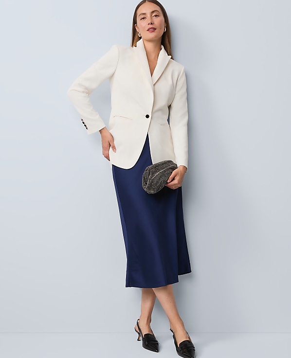 Petite Satin Bias Midi Slip Skirt