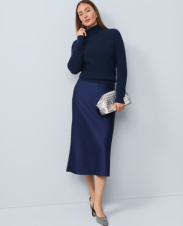 Satin Bias Midi Slip Skirt