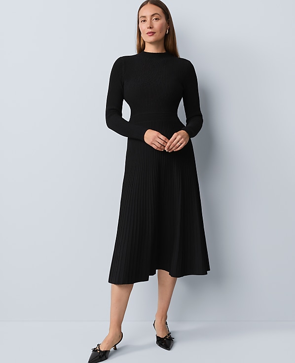 Ribbed Mock Neck Sweater Dress