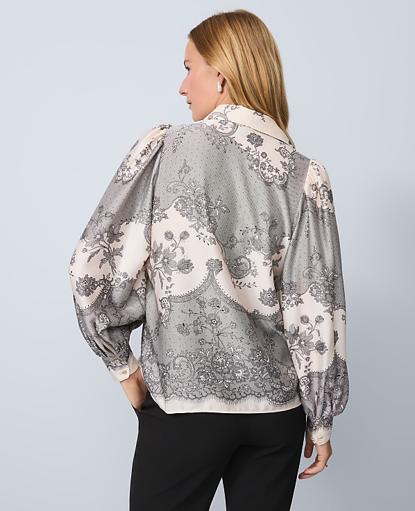 Petite Floral Satin Blouse