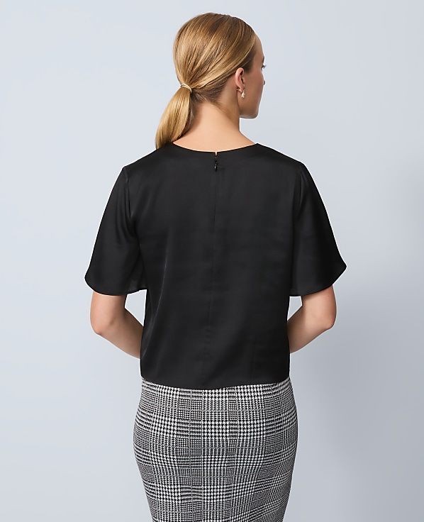 Satin Flutter Sleeve Top