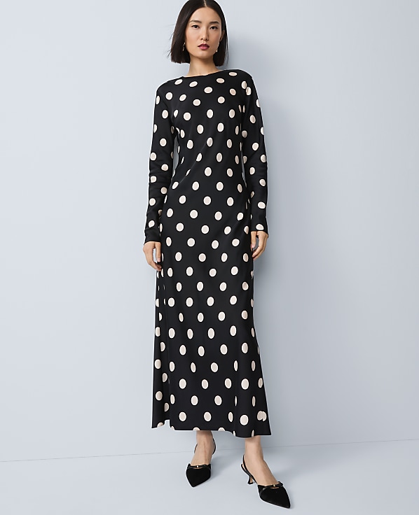 Dotted Satin Sheath Dress