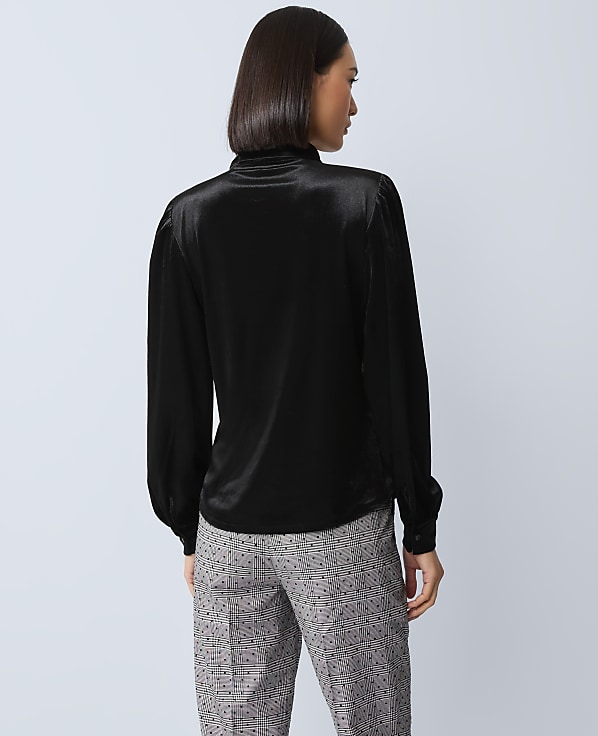 Petite Velvet Button Down Shirt