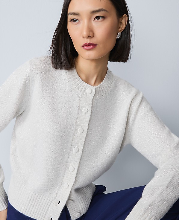 Shimmer Crew Neck Cardigan