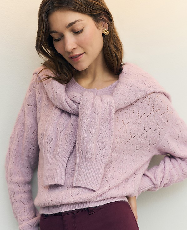 Weekend Pointelle Henley Sweater