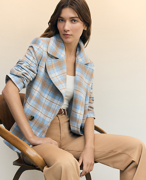 Weekend Plaid Short Trench Coat