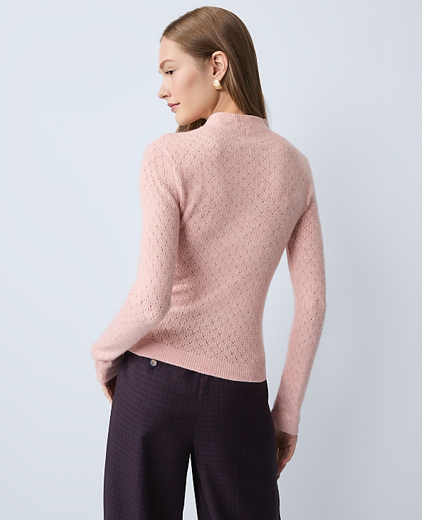Pointelle Mock Neck Sweater