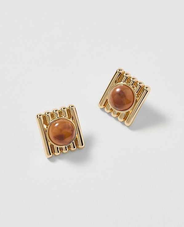 Textured Stone Stud Earrings