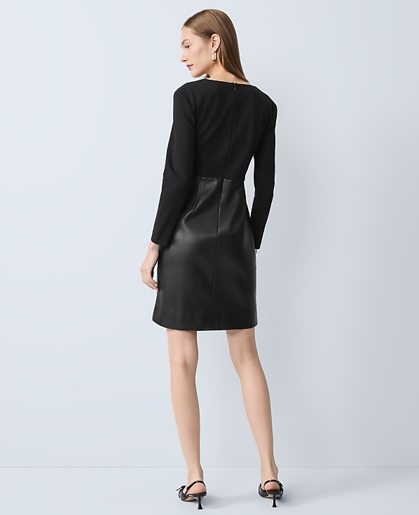 Mixed Media V-Neck Sheath Dress