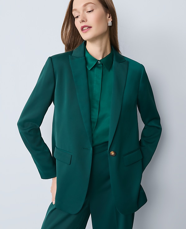 The Fitted Long Blazer in Satin