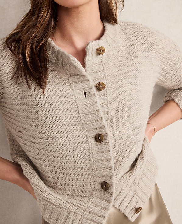 Haven Well Within Merino Wool Cashmere Link Stitch Cardigan