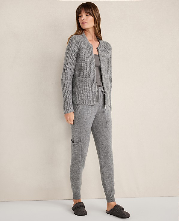Haven Well Within Cashmere Shaker Bomber Sweater Jacket
