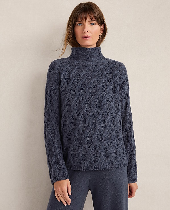 Haven Well Within Cashmere Allover Cable Mockneck Sweater