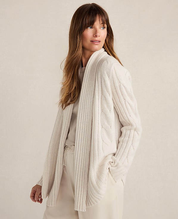 Haven Well Within Cashmere Cable Open Front Cardigan