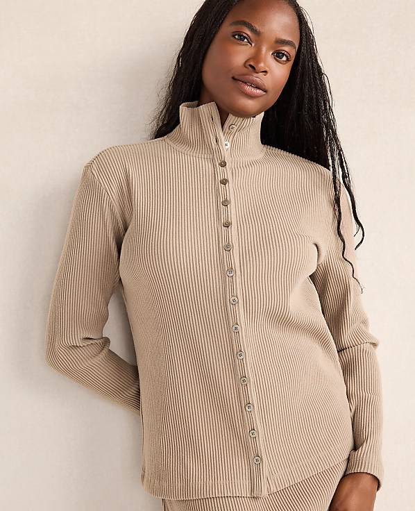Haven Well Within Ottoman Rib Button-Front Top