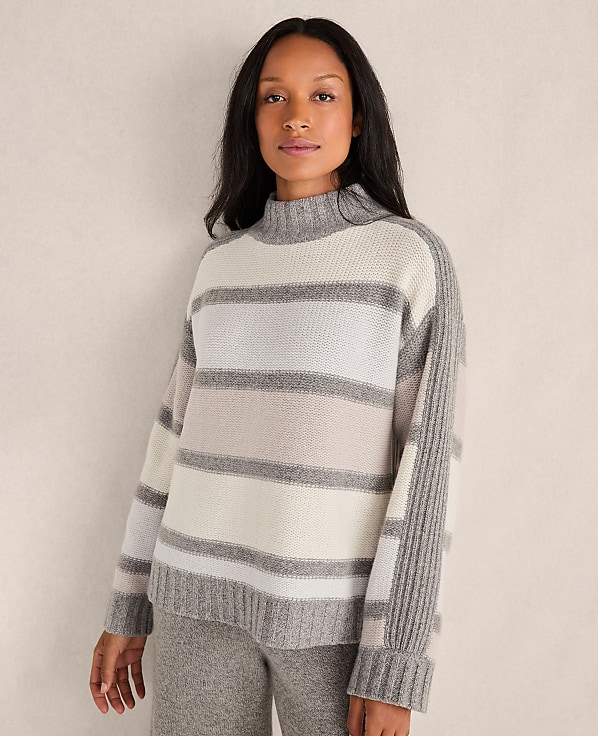 Haven Well Within Cashmere Striped Mockneck Sweater