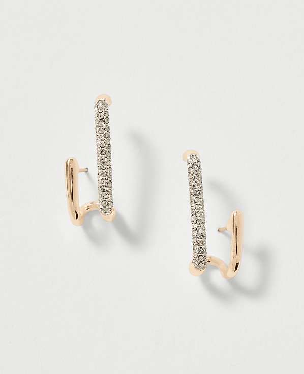 Pav&eacute; Double Loop Drop Earrings
