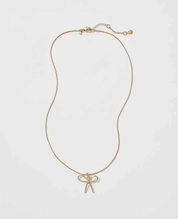 Metal Bow Pendant Necklace