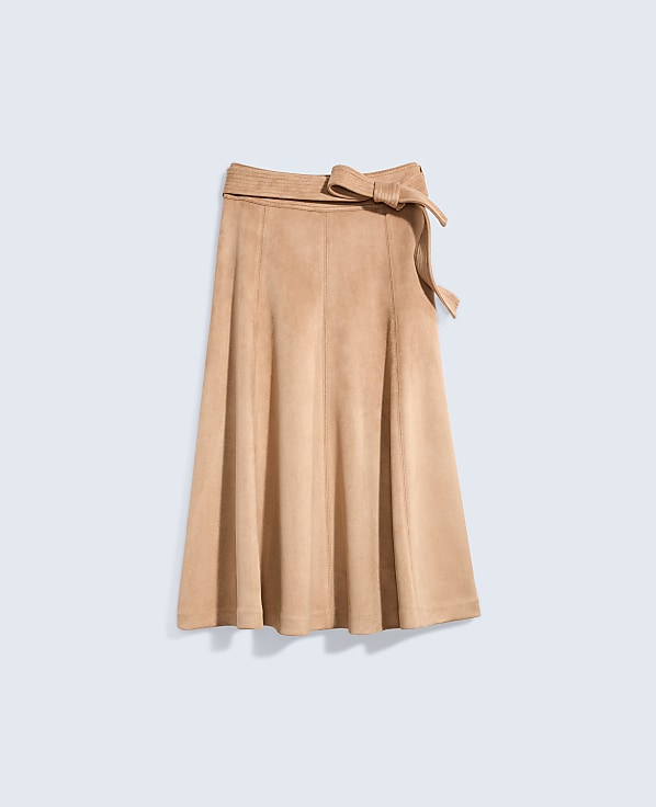 Belted Faux Suede Skirt