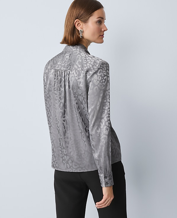 Animal Print Bow Blouse