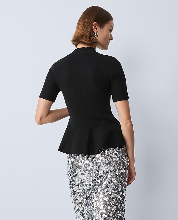 Mock Neck Peplum Top