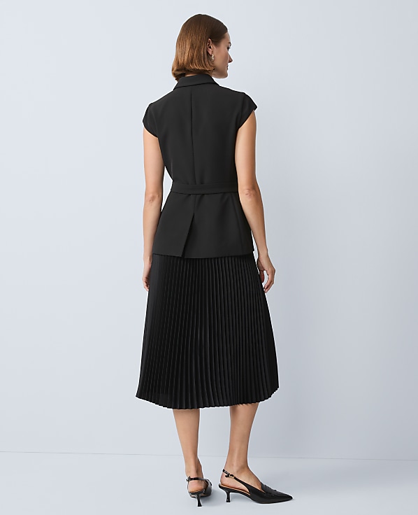 Crepe Blazer Wrap Midi Dress
