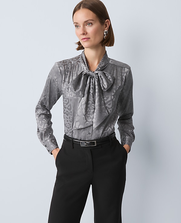 Animal Print Bow Blouse