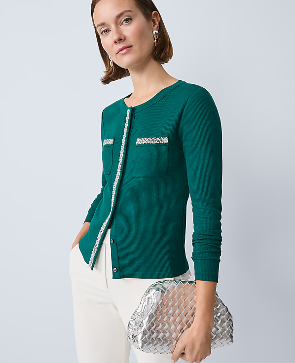 Petite Pearl Trim Jacket