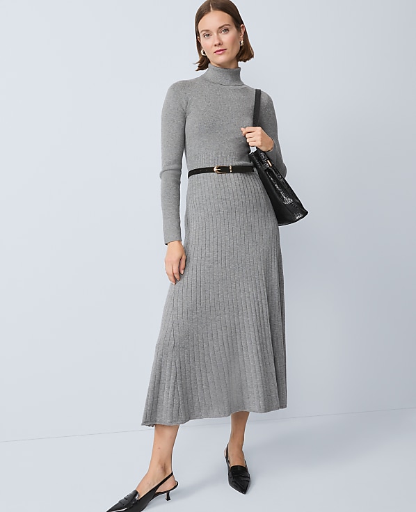 Petite Ribbed Turtleneck Sweater Dress