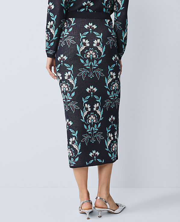 Petite Floral Jacquard Sweater Skirt