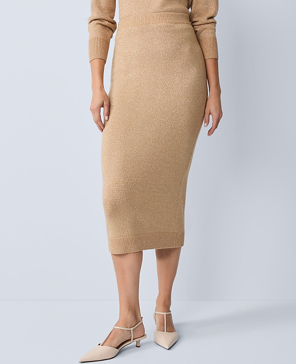 Petite Lurex Midi Sweater Skirt